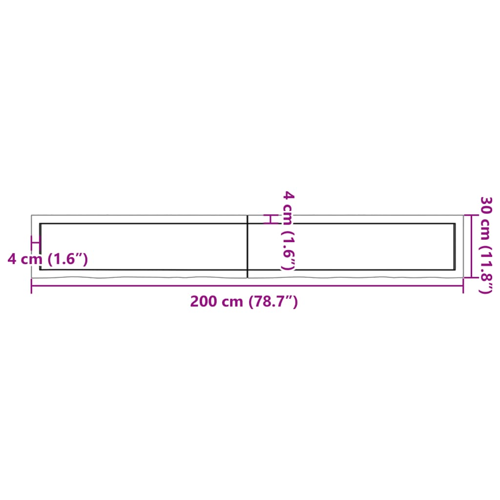 vidaXL Hyllplan 200x30x(2-6) cm obehandlad massiv ek