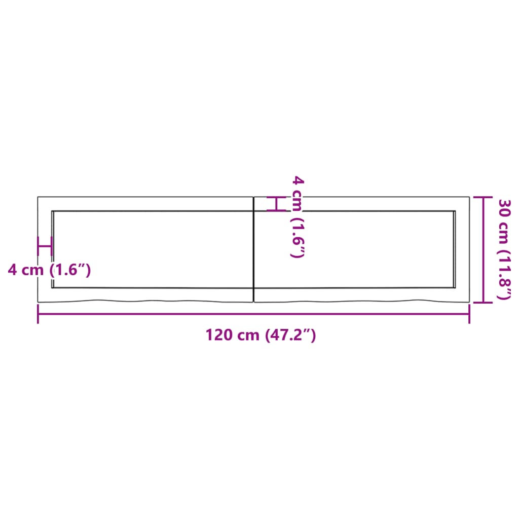 vidaXL Bänkskiva badrum ljusbrun 120x30x(2-6) cm behandlat massivt trä