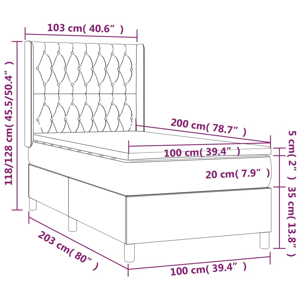 vidaXL Ramsäng med madrass mörkbrun 100x200 cm tyg