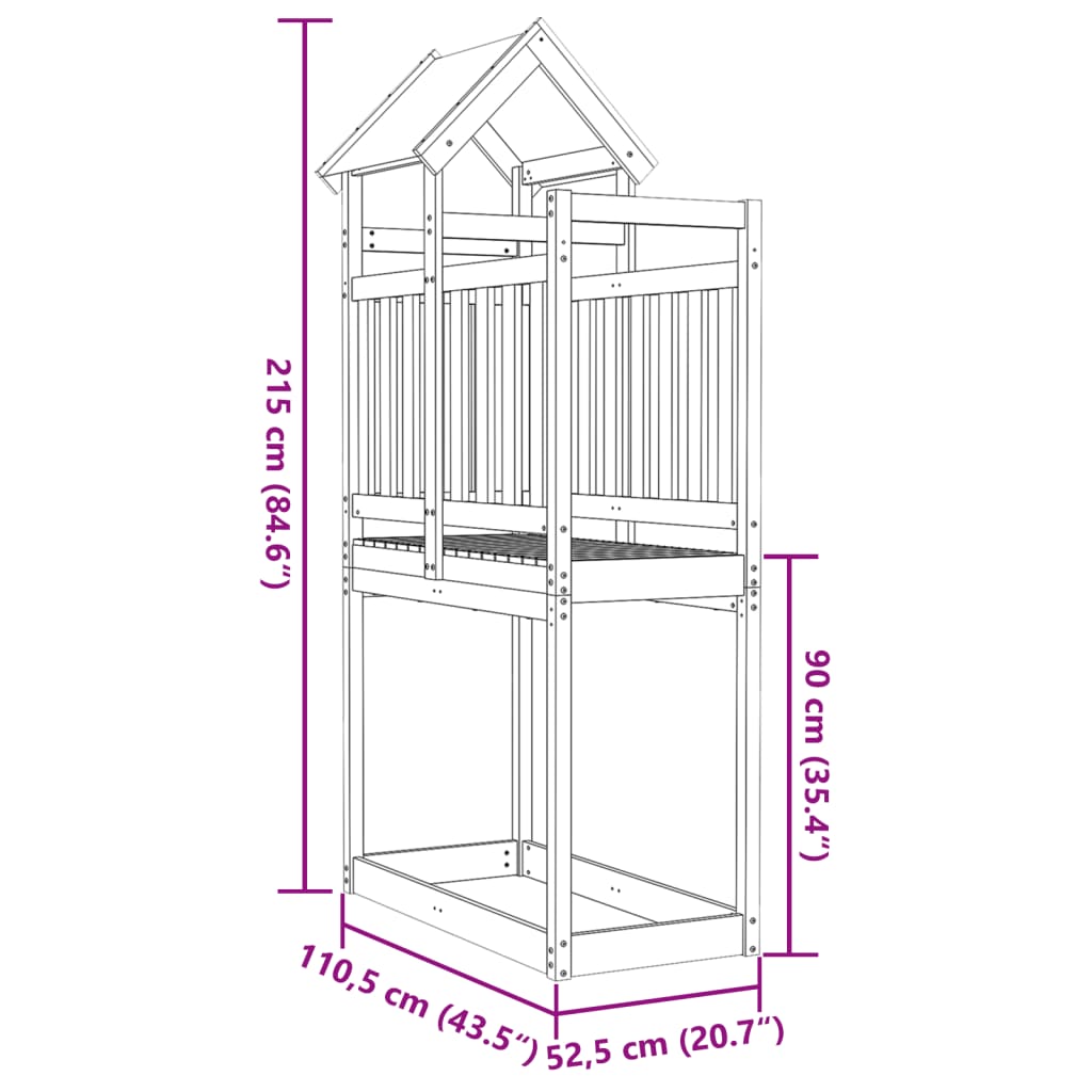 vidaXL Lektorn 110,5x52,5x215 cm massiv furu