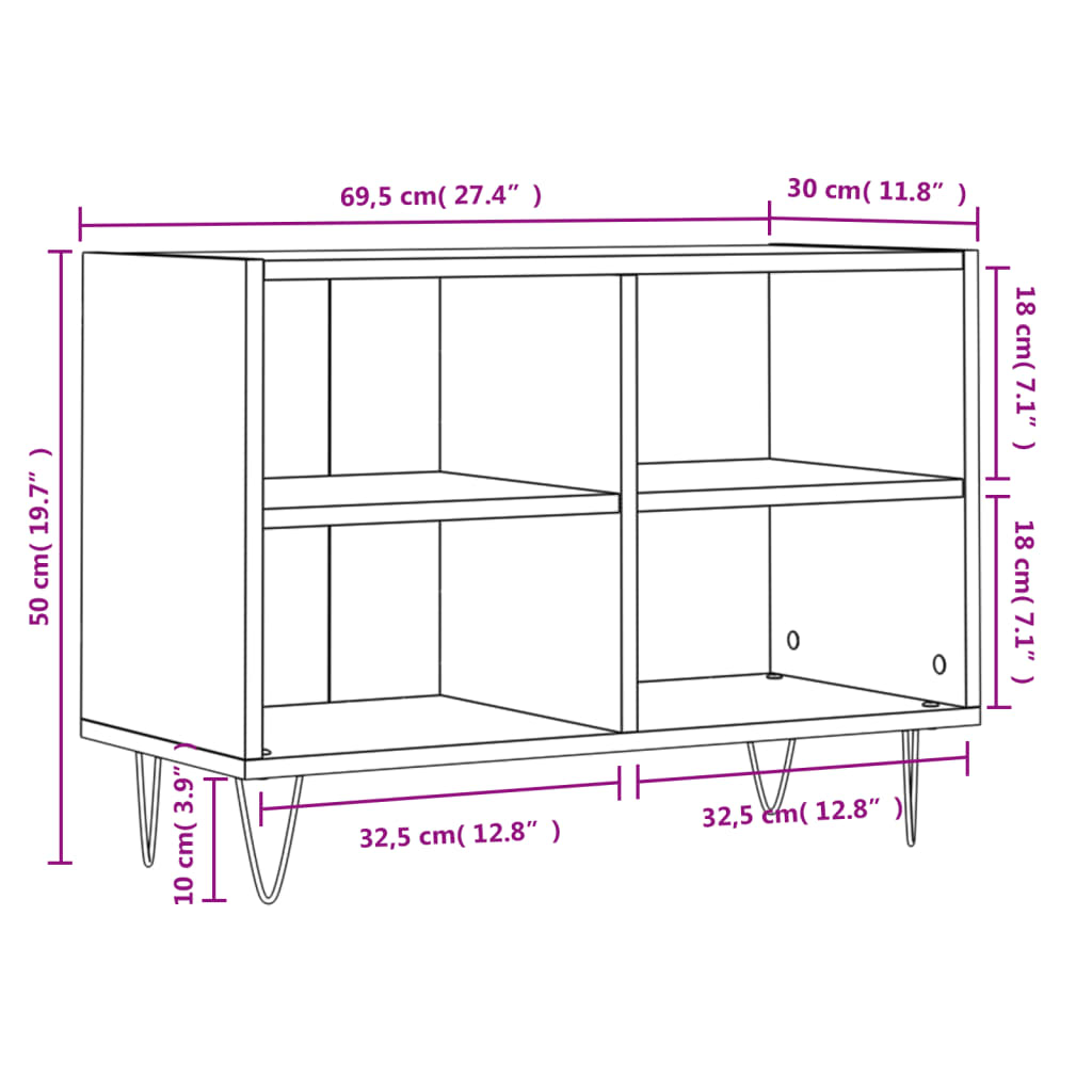 vidaXL Tv-bänk betonggrå 69,5x30x50 cm konstruerat trä