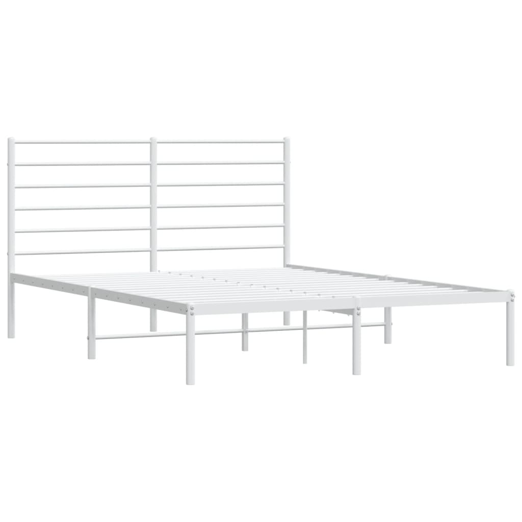 vidaXL Sängram med huvudgavel metall vit 140x190 cm