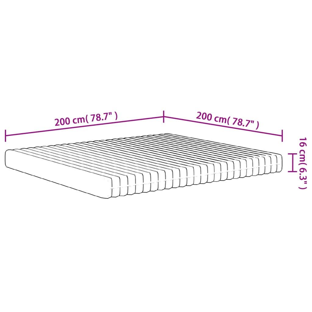 vidaXL Skummadrass medium mjuk 200x200 cm