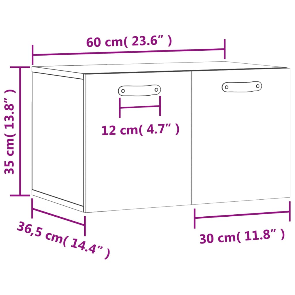 vidaXL Väggskåp sonoma-ek 60x36,5x35 cm konstruerat trä