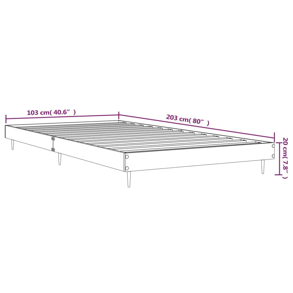 vidaXL Sängram utan madrass brun ek 100x200 cm konstruerad trä