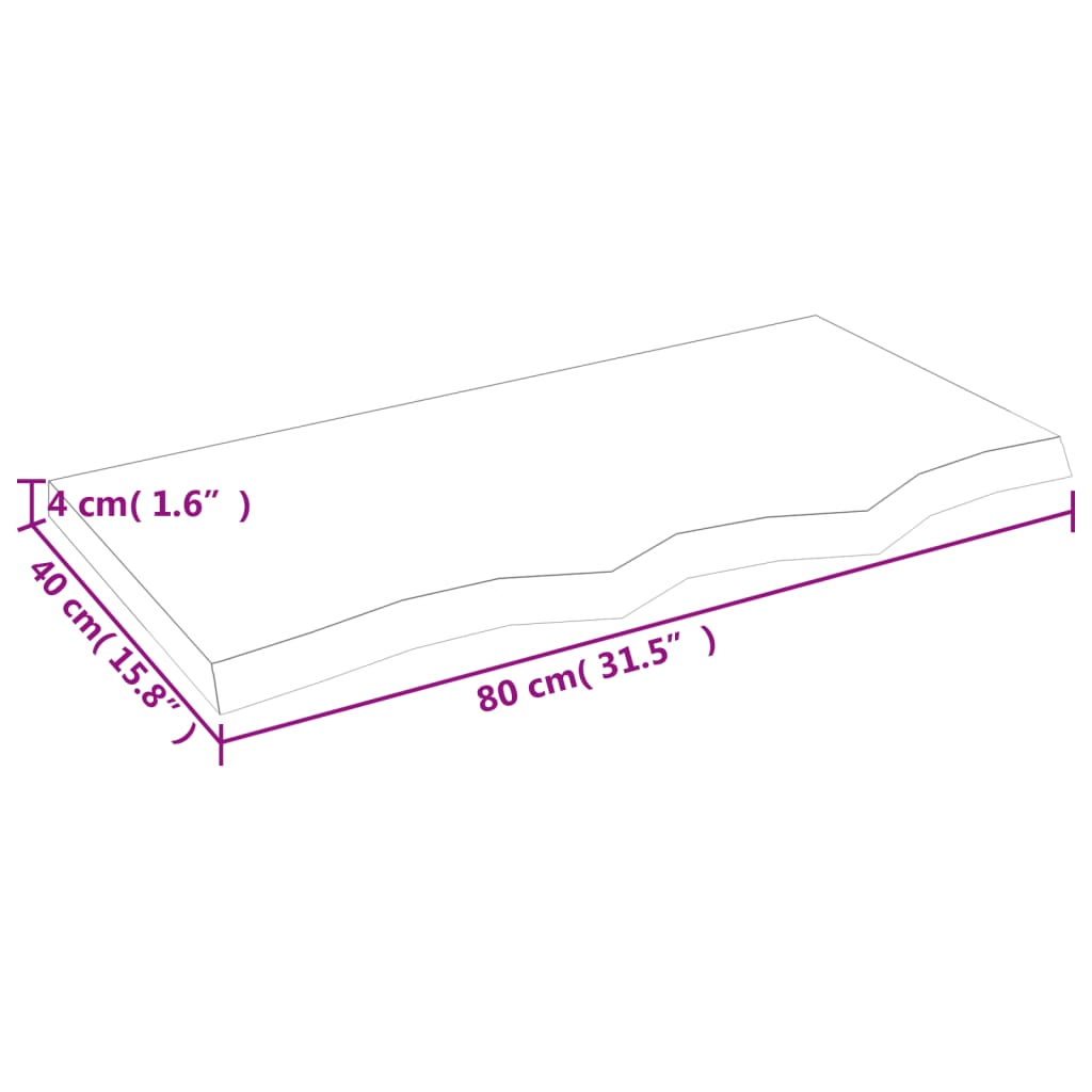 vidaXL Bordsskiva 80x40x(2-4) cm obehandlad massiv ek