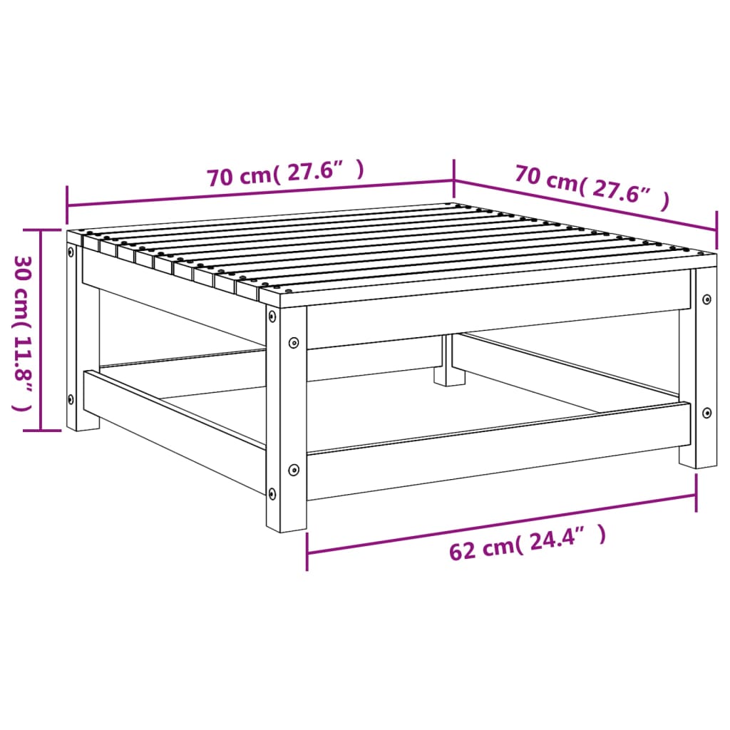 vidaXL Trädgårdspall 70x70x30 cm massiv furu