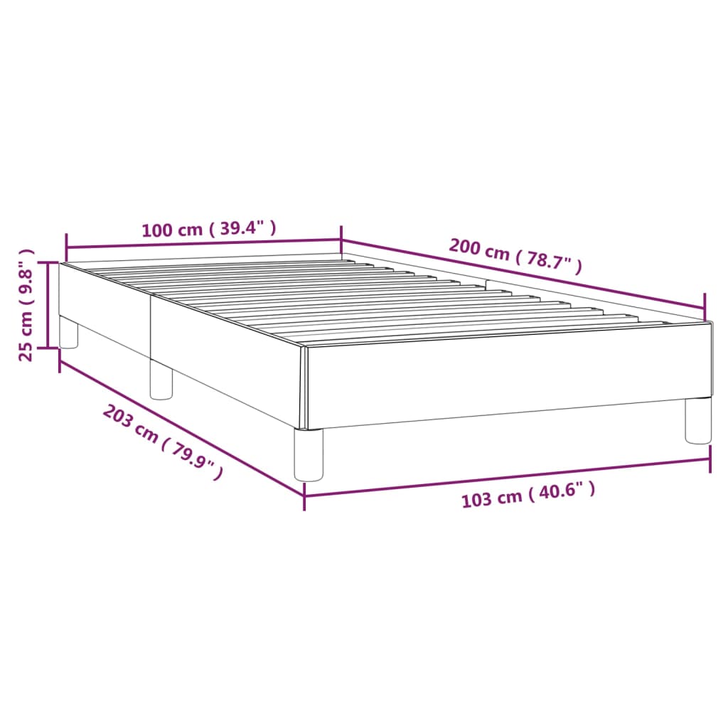 vidaXL Sängram svart 100x200 cm sammet