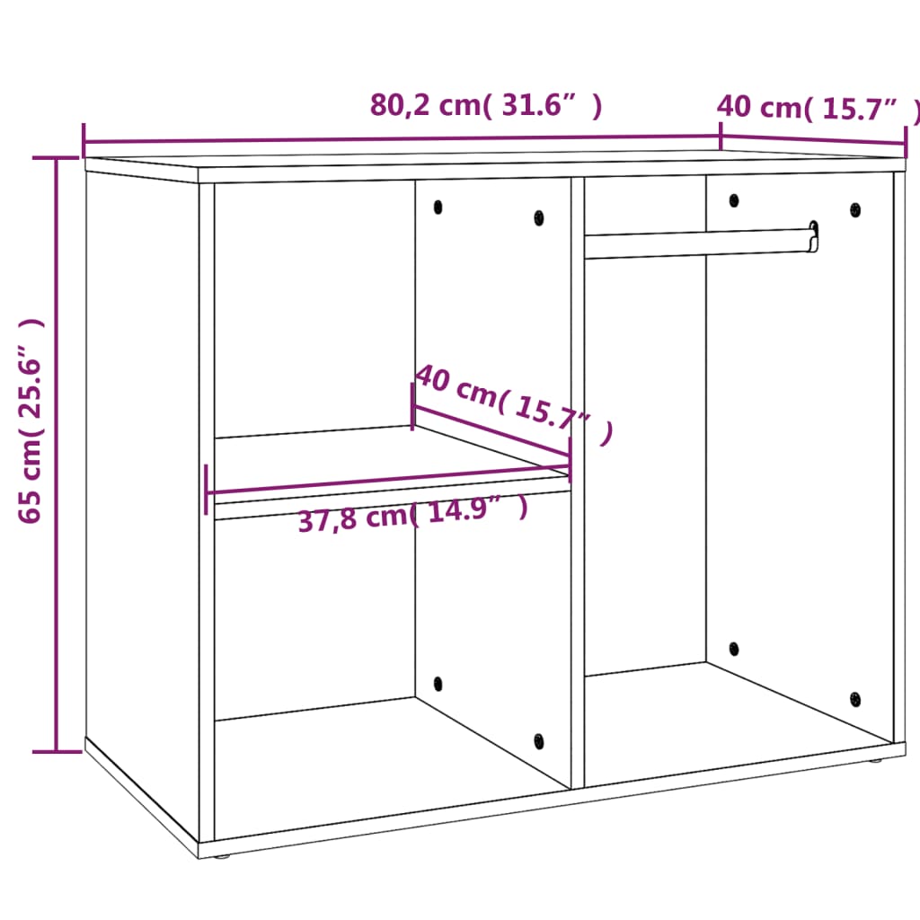 vidaXL Klädskåp vit 80x40x65 cm konstruerat trä