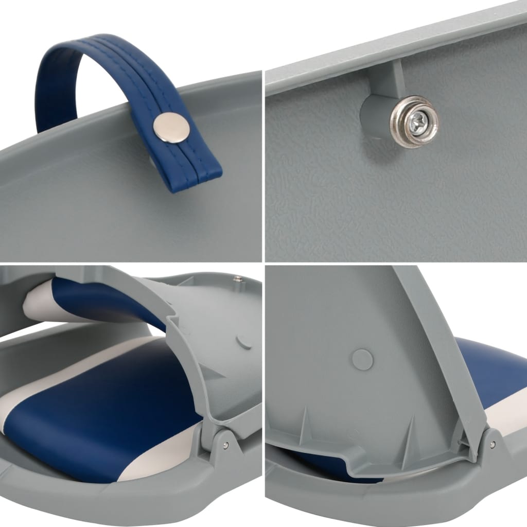 vidaXL Båtstolar 4 delar fällbart med blå-vit dyna