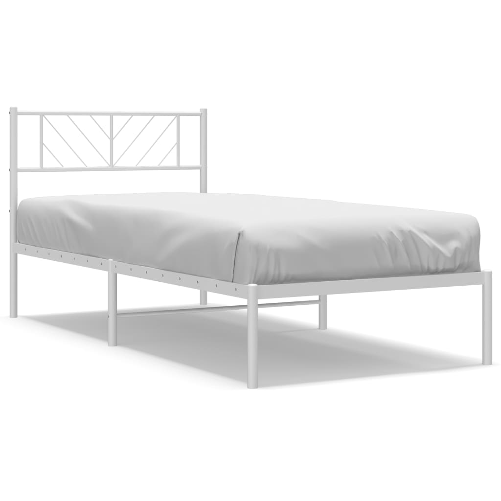 vidaXL Sängram med huvudgavel metall vit 107x203 cm