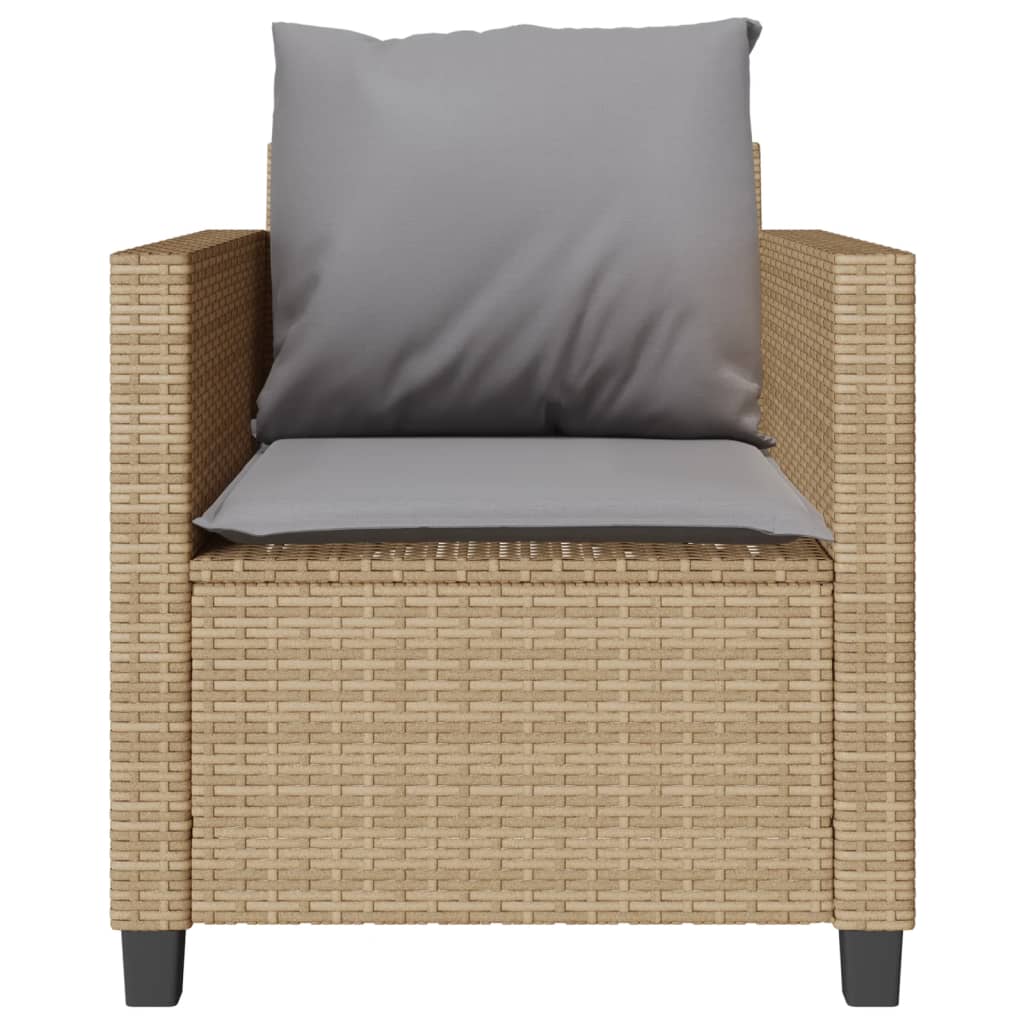 vidaXL Bistrogrupp med dynor 3 delar beige konstrotting