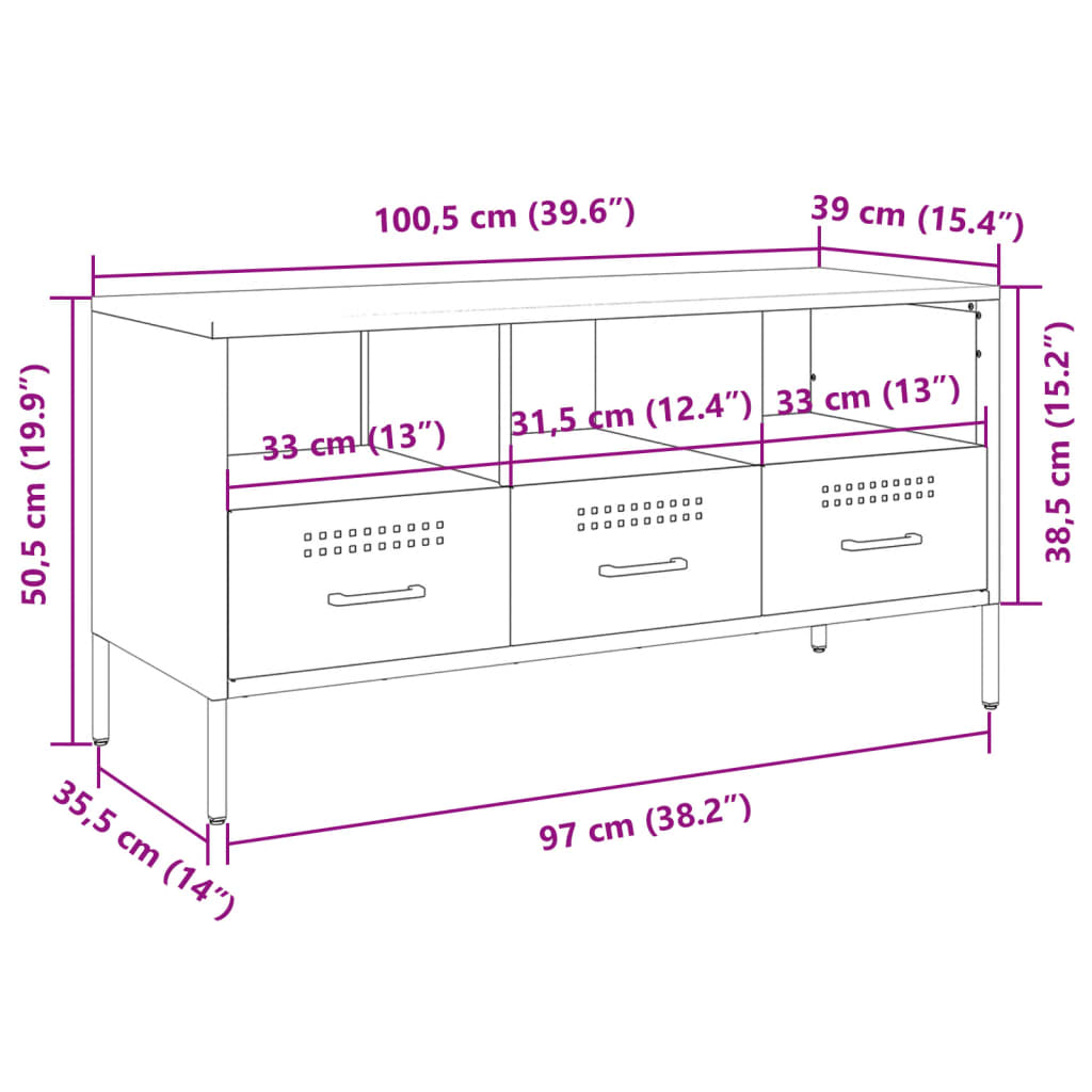 vidaXL TV-skåp senapsgul 100,5x39x50,5 cm stål