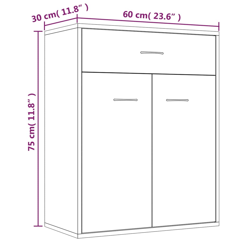 vidaXL Skänk rökfärgad ek 60x30x75 cm konstruerat trä