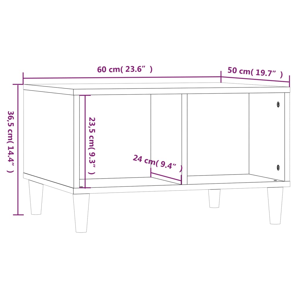 vidaXL Soffbord brun ek 60x50x36,5 cm konstruerat trä