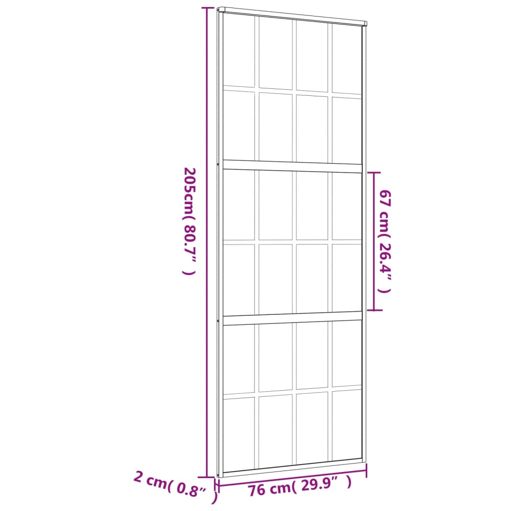 vidaXL Skjutdörr guld 76x205 cm klart ESG-glas och aluminium