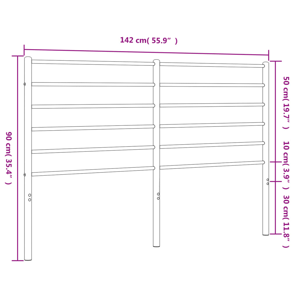 vidaXL Huvudgavel metall svart 135 cm