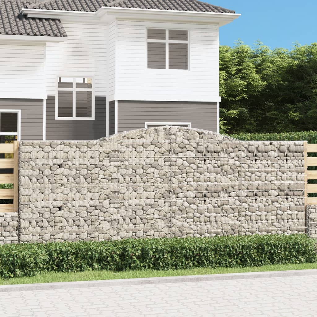 vidaXL Gabion bågformad 6 st 400x50x160/180 cm galvaniserat järn