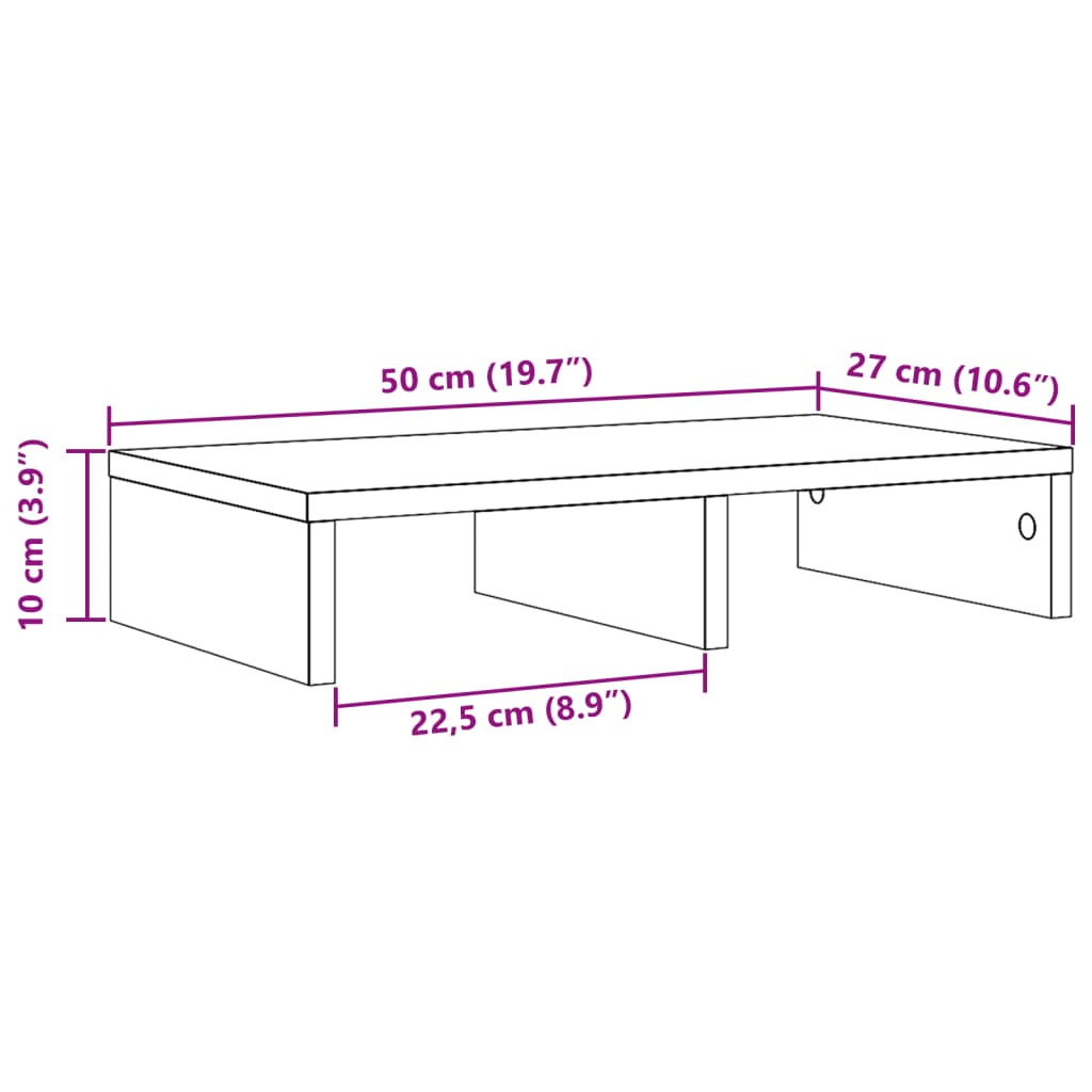 vidaXL Skärmställ sonoma-ek 50x27x10 cm konstruerat trä