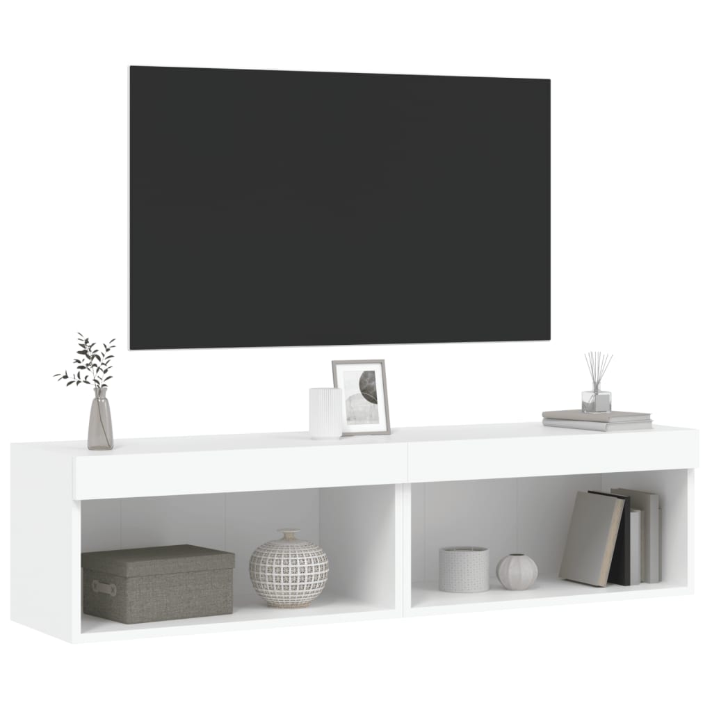 vidaXL Tv-bänk med LED-belysning 2 st vit 60x30x30 cm