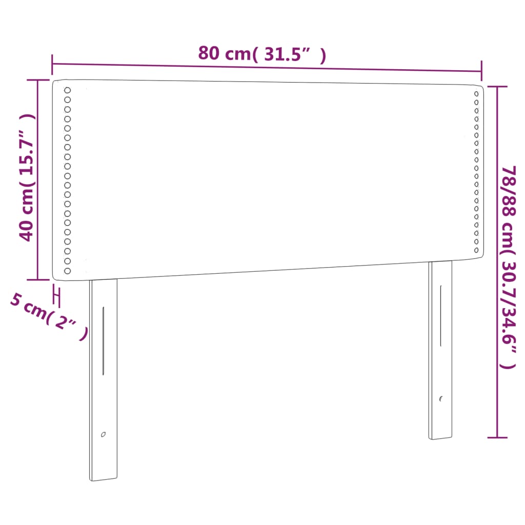 vidaXL Sänggavel LED gräddvit 80x5x78/88 cm tyg