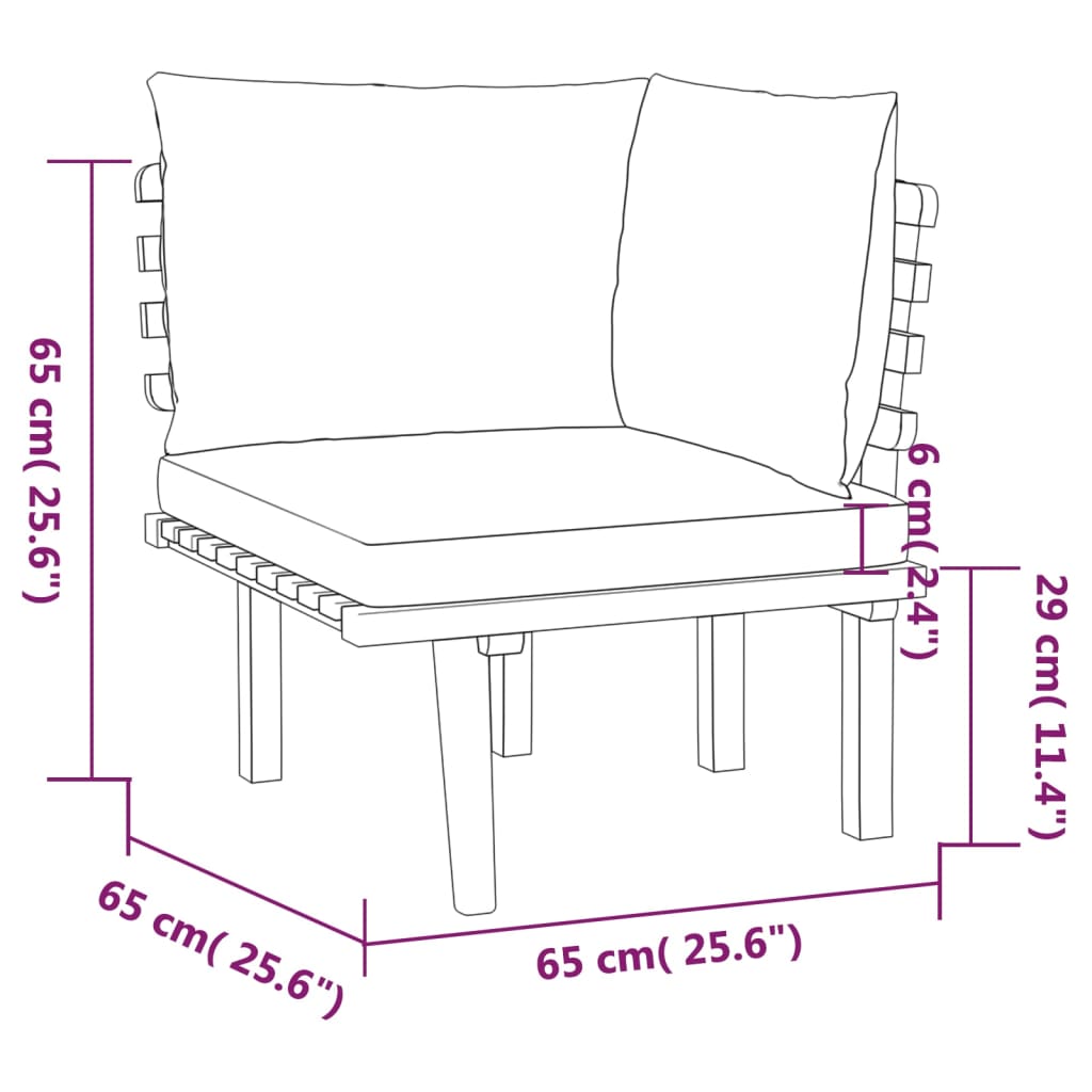 vidaXL Loungegrupp för trädgården med dynor 6 delar massivt akaciaträ