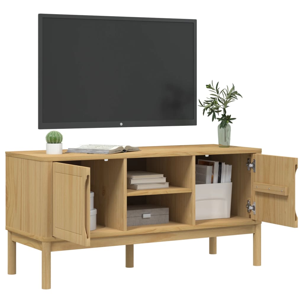 vidaXL Tv-bänk FLORO vaxbrun 114x43x55 cm massiv furu