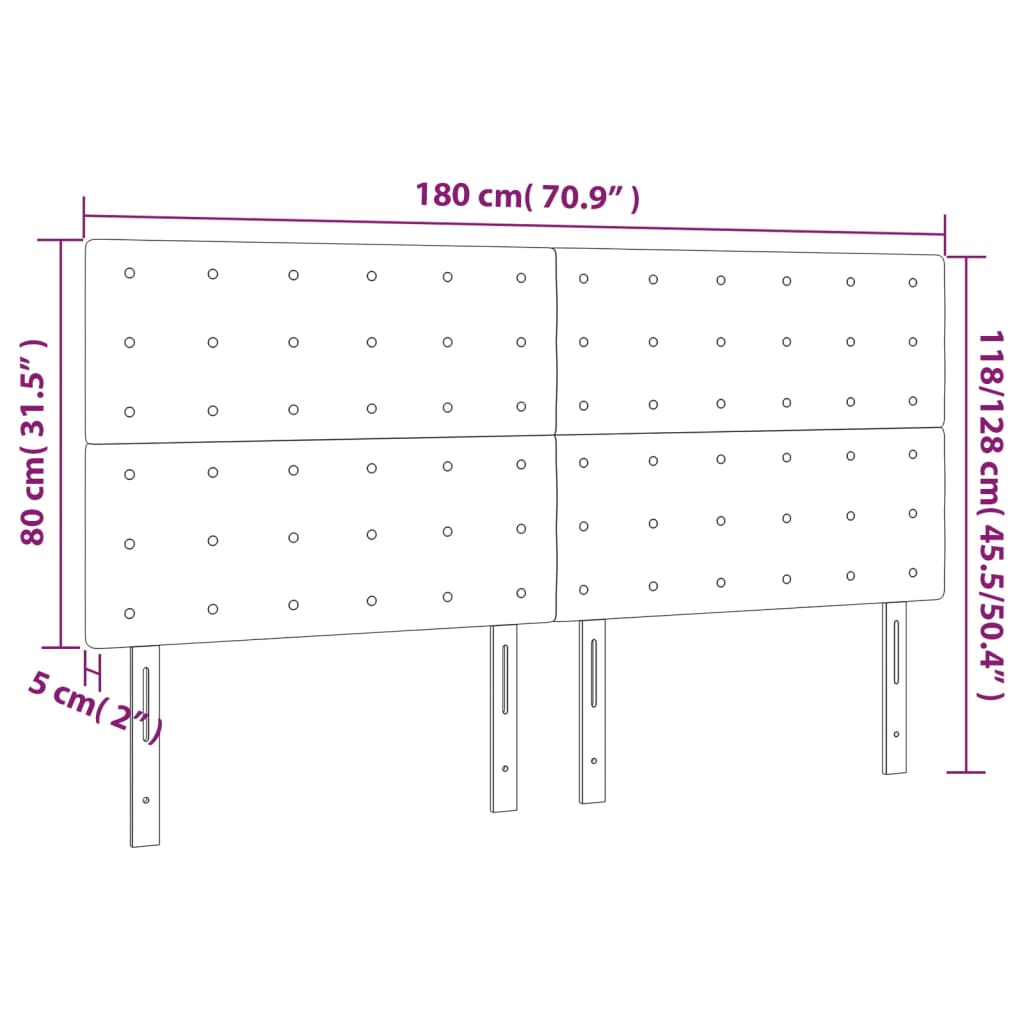 vidaXL Huvudgavlar 4 st ljusgrå 90x5x78/88 cm tyg