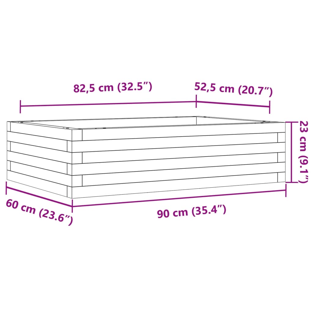 vidaXL Odlingslåda 90x60x23 cm massivt douglasträ