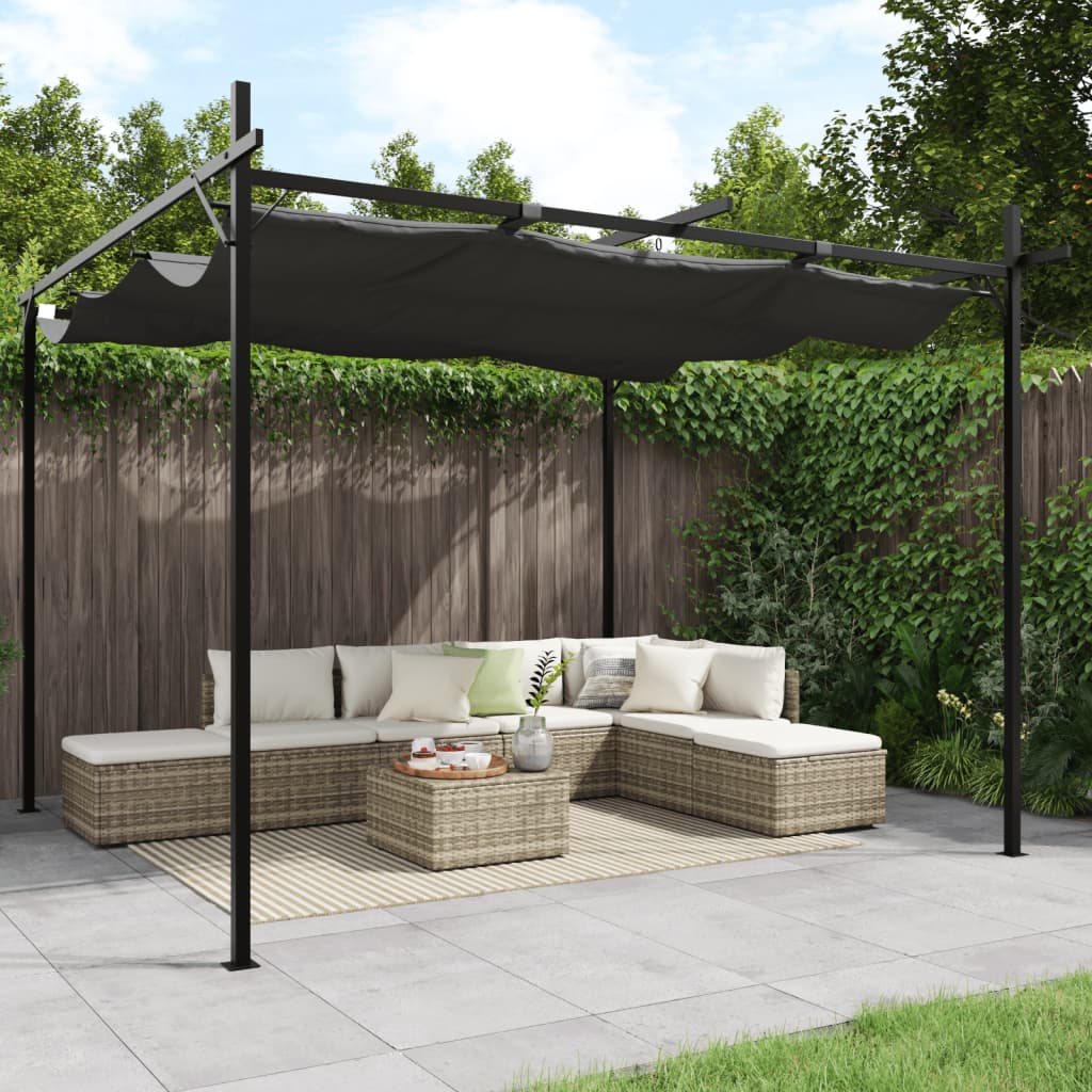 vidaXL Pergola med infällbart tak antracit 295x292x230 cm