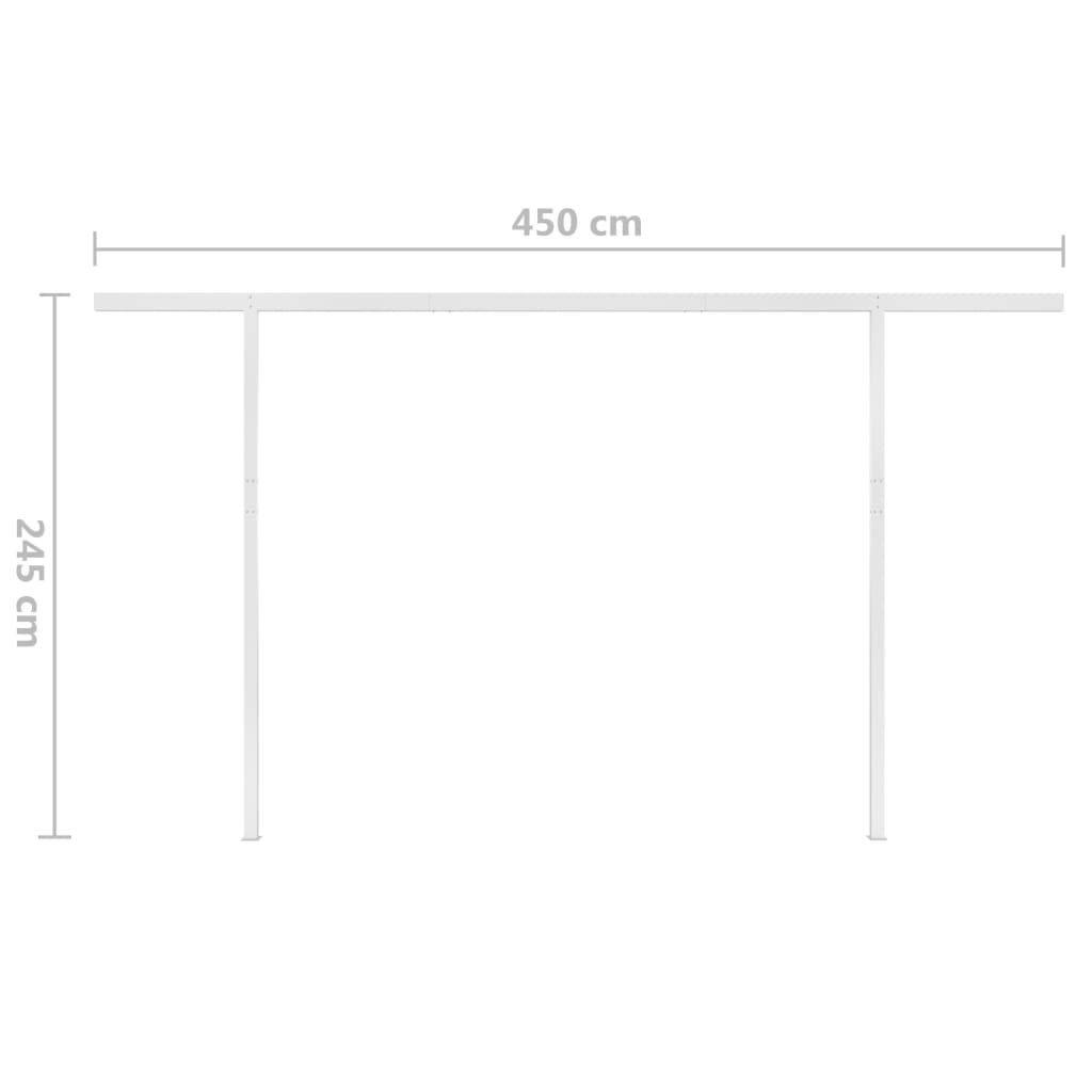 vidaXL Markis manuellt infällbar med LED 5x3 m gräddvit