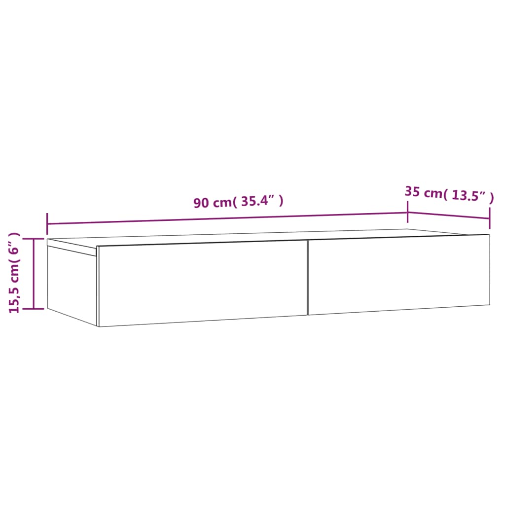 vidaXL TV-bänk med LED-belysning grå högglans 90x35x15,5 cm