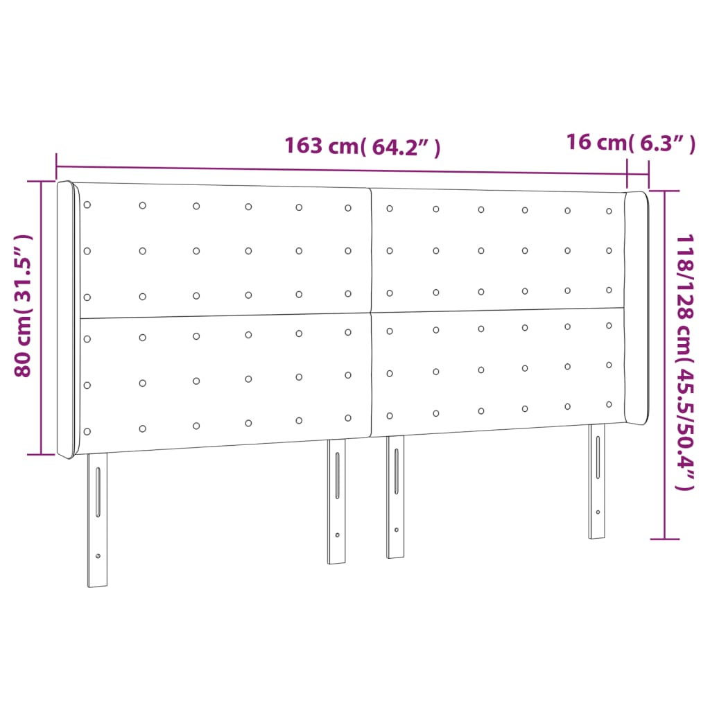 vidaXL Sänggavel med kanter svart 163x16x118/128 cm konstläder