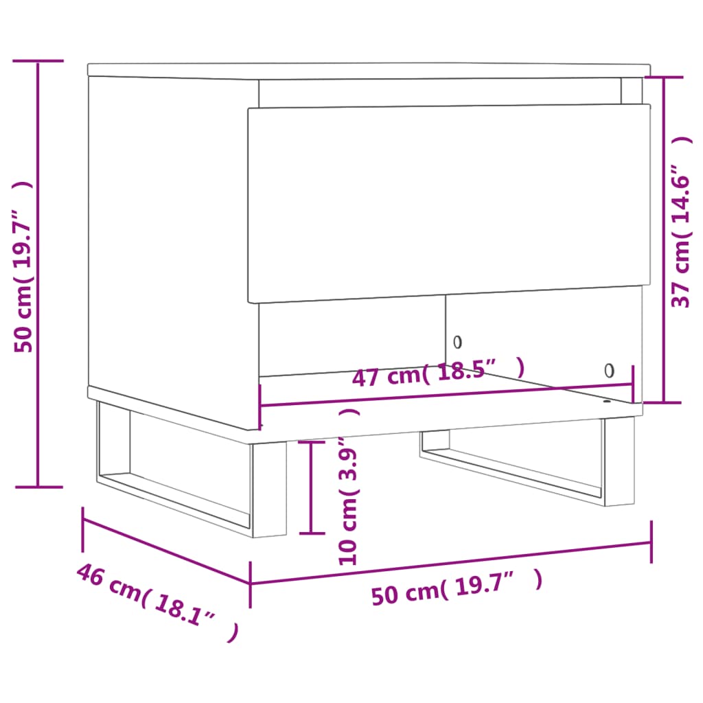 vidaXL Sidobord 2 st brun ek 50x46x50 cm konstruerat trä