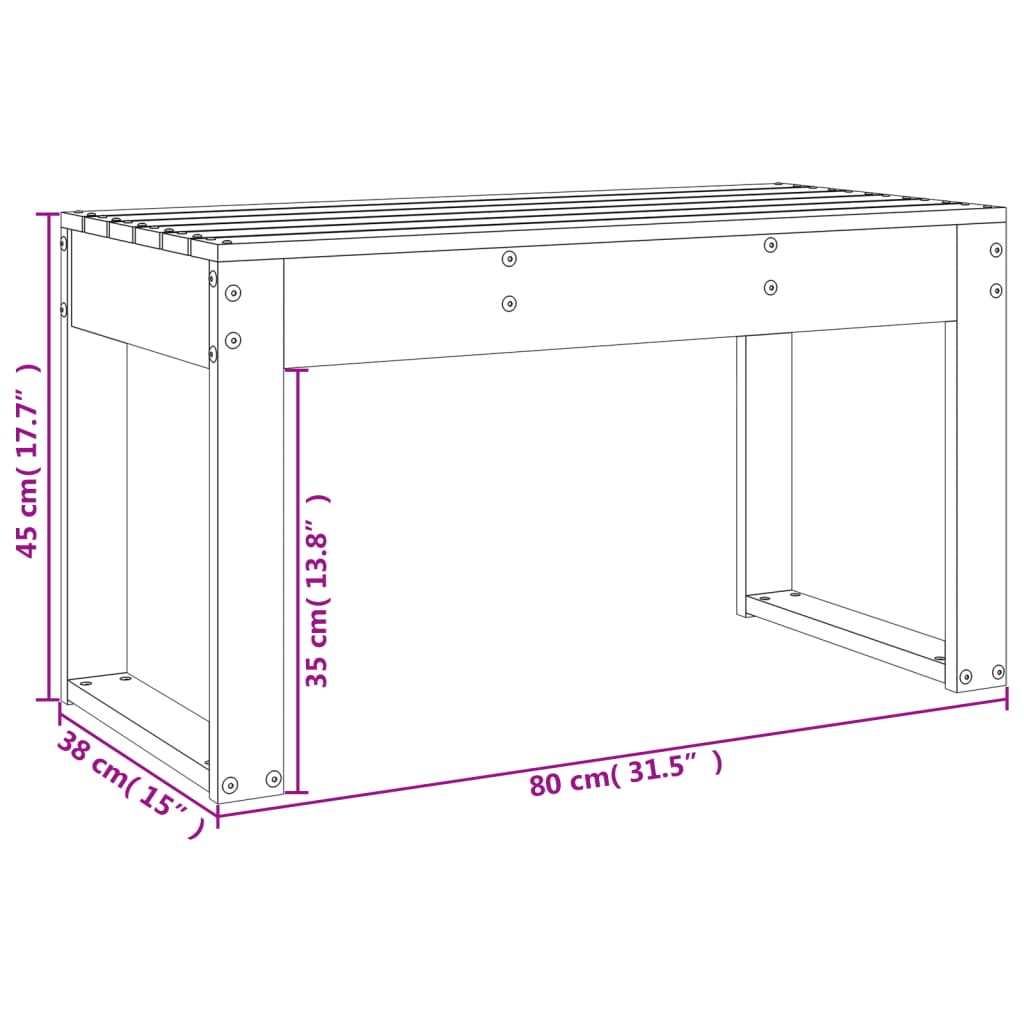 vidaXL Trädgårdsbänk 80x38x45 cm massivt douglasträ