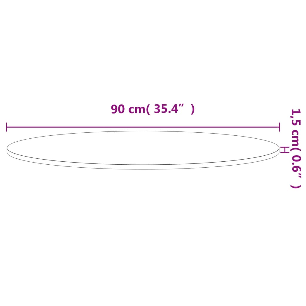 vidaXL Bordsskiva Ø90x1,5 cm rund massivt bokträ