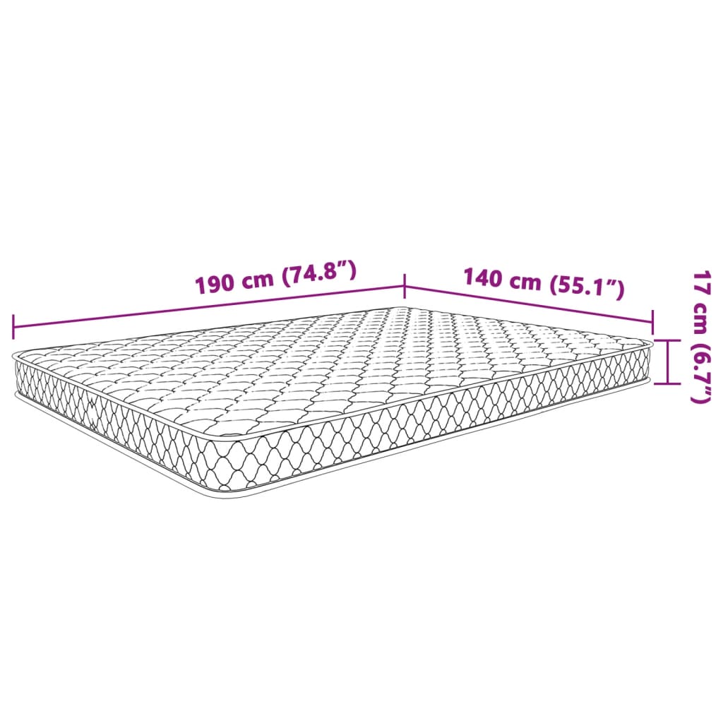 vidaXL Memoryskummadrass vit 140x190x17 cm