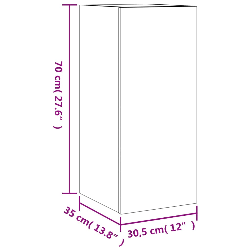 vidaXL Väggmonterad tv-bänk LED 2 st vit 30,5x35x70 cm