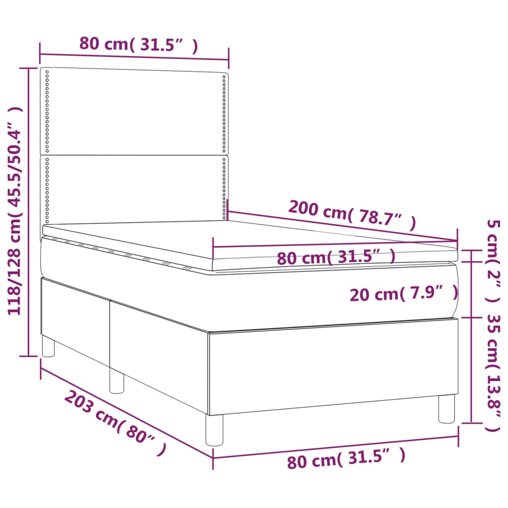 vidaXL Ramsäng med madrass svart 80x200 cm konstläder