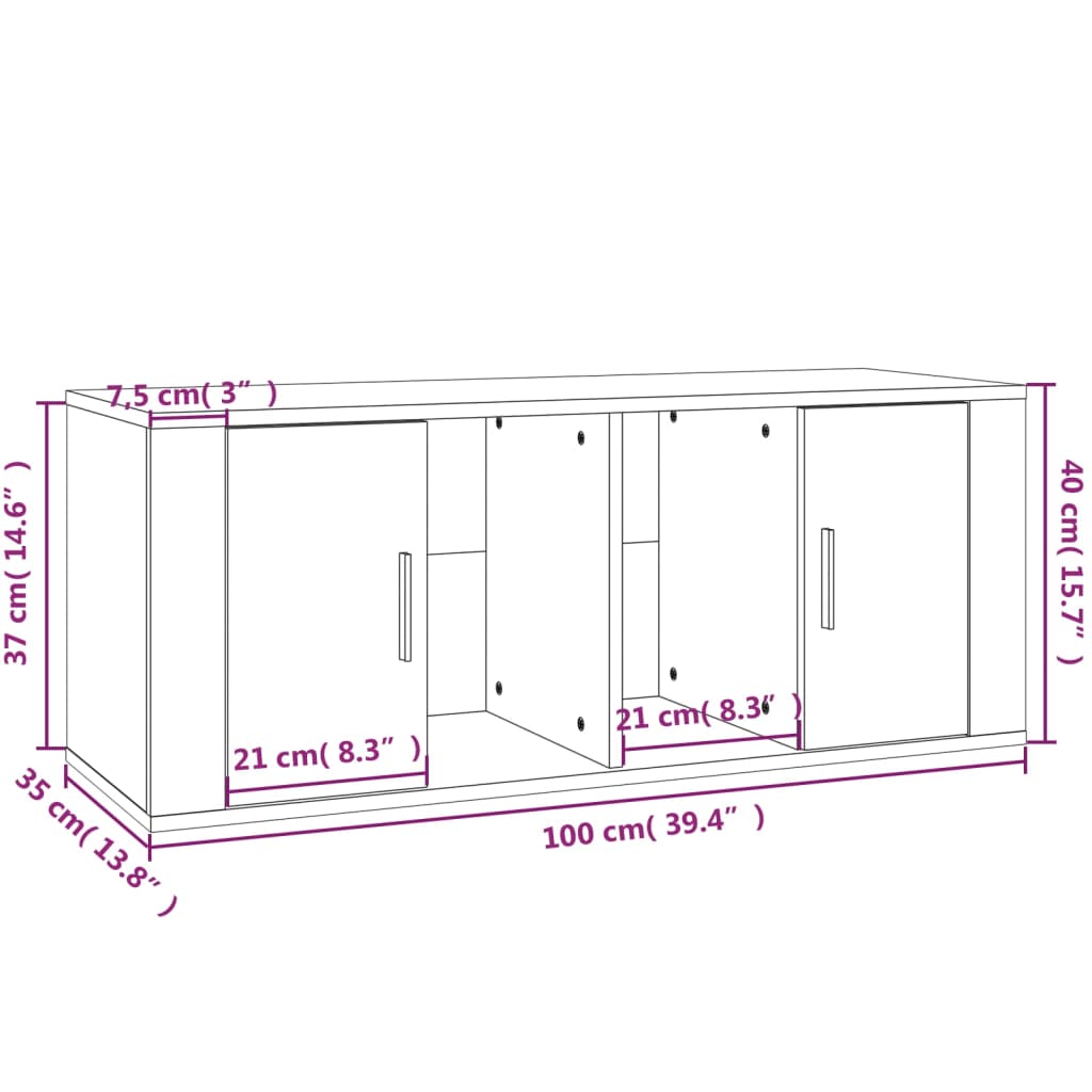 vidaXL TV-bänk grå sonoma 100x35x40 cm konstruerat trä