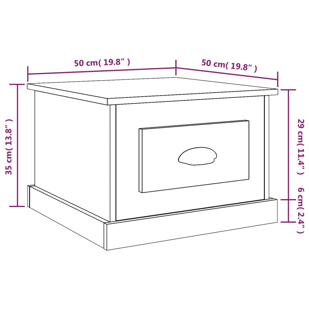 vidaXL Soffbord brun ek 50x50x35 cm konstruerat trä