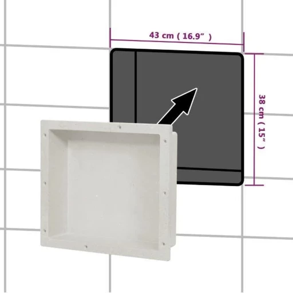 vidaXL Infälld duschhylla niche matt vit 41x36x10 cm