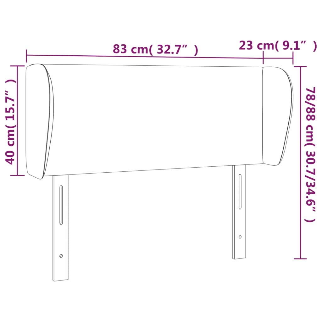 vidaXL Sänggavel med kanter blå 83x23x78/88 cm tyg