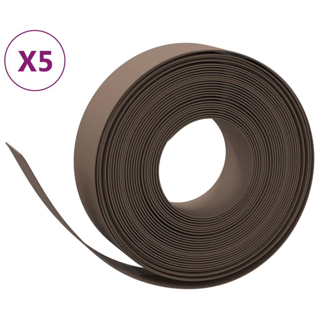 vidaXL Rabattkant brun 5 st 10 m 15 cm polyeten