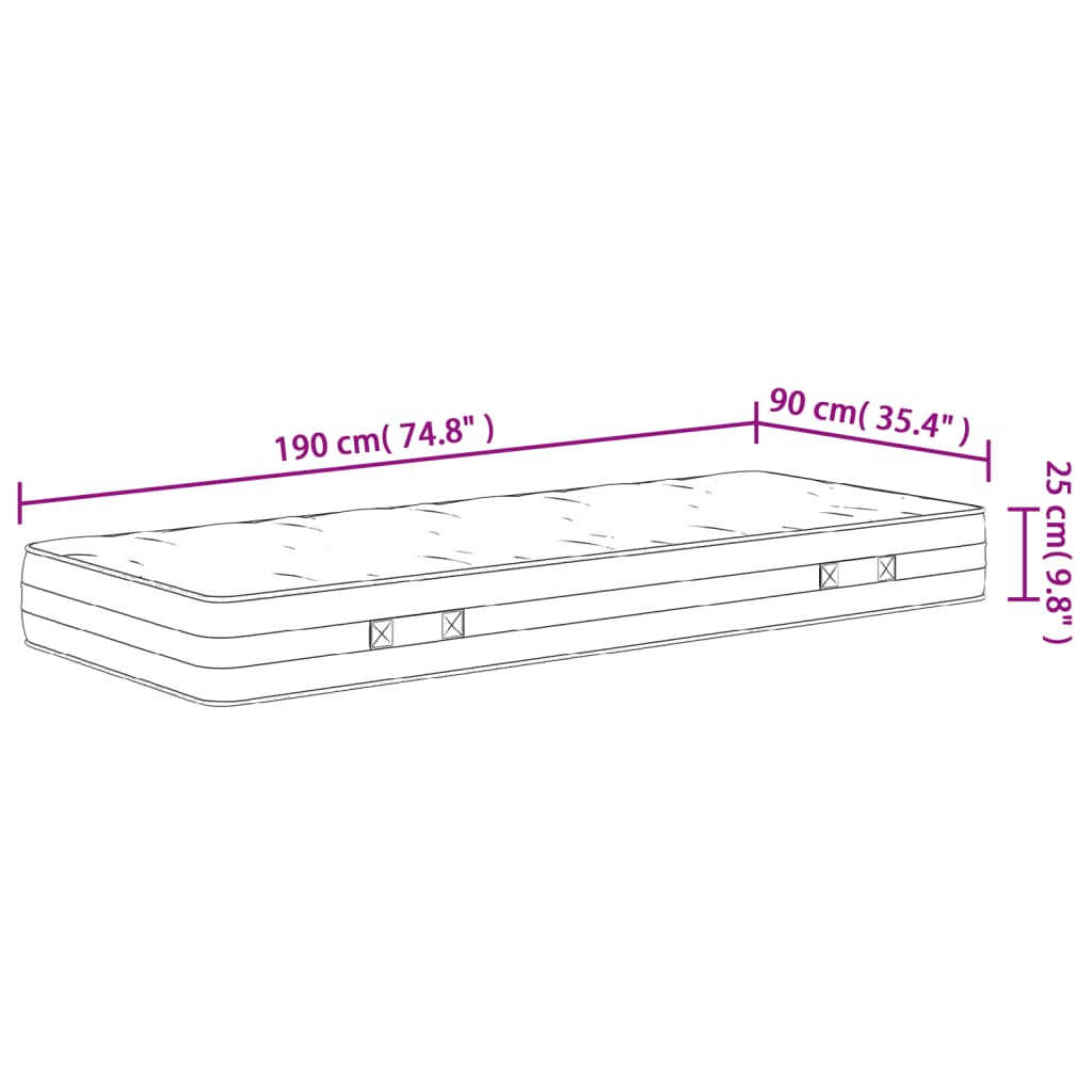 vidaXL Pocketresårmadrass medium fast 90x190 cm