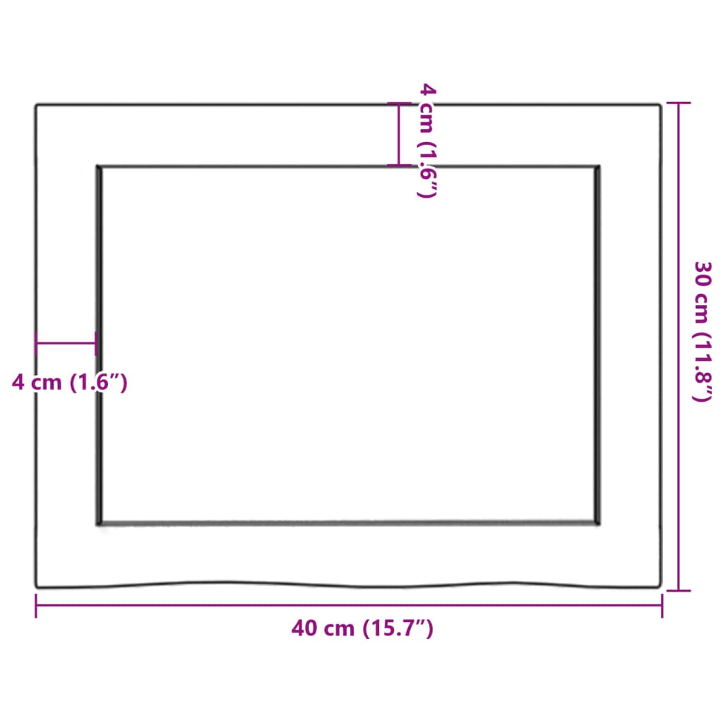 vidaXL Bänkskiva badrum mörkbrun 40x30x(2-4) cm behandlat massivt trä