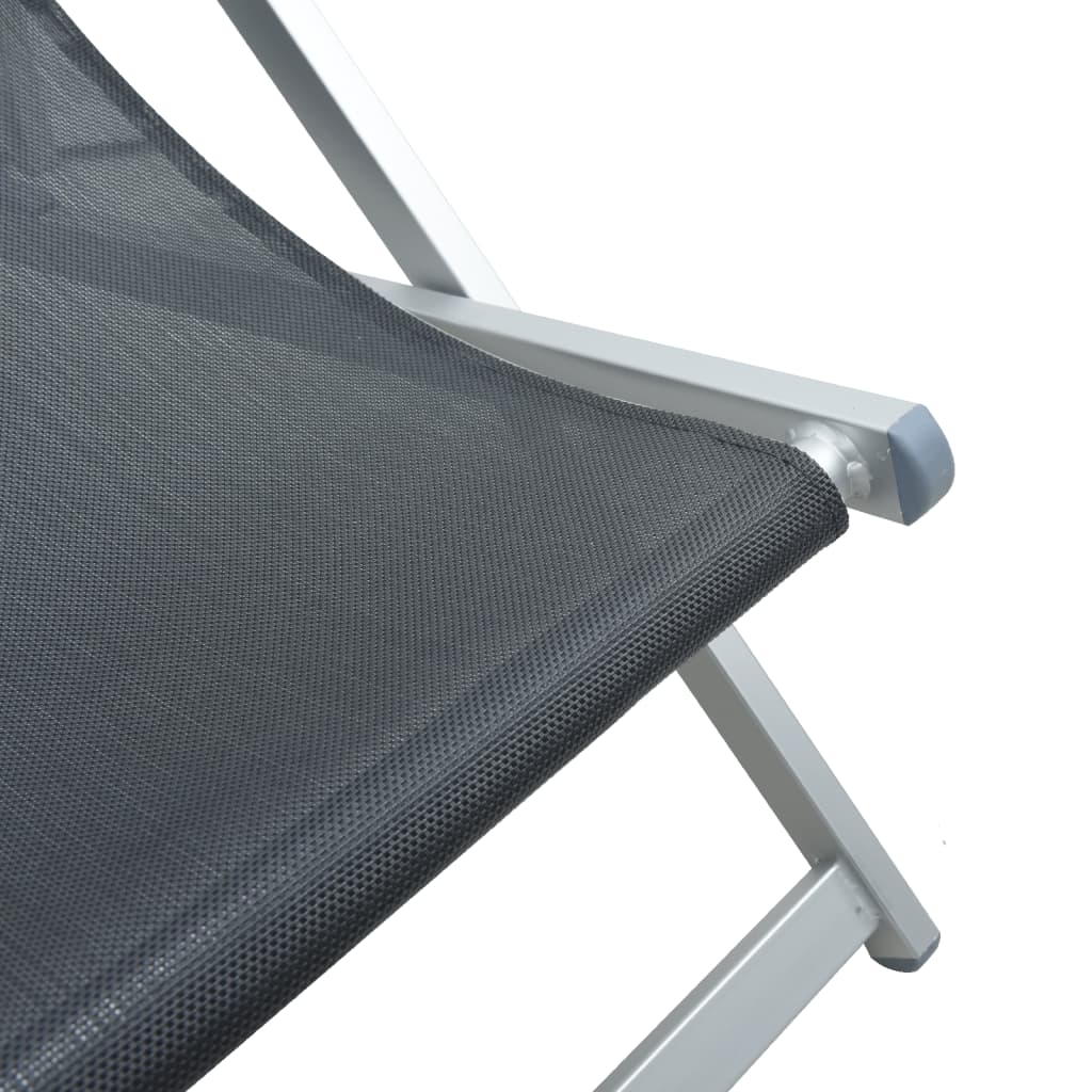 vidaXL Strandstolar hopfällbara 2 st grå aluminium och textilen