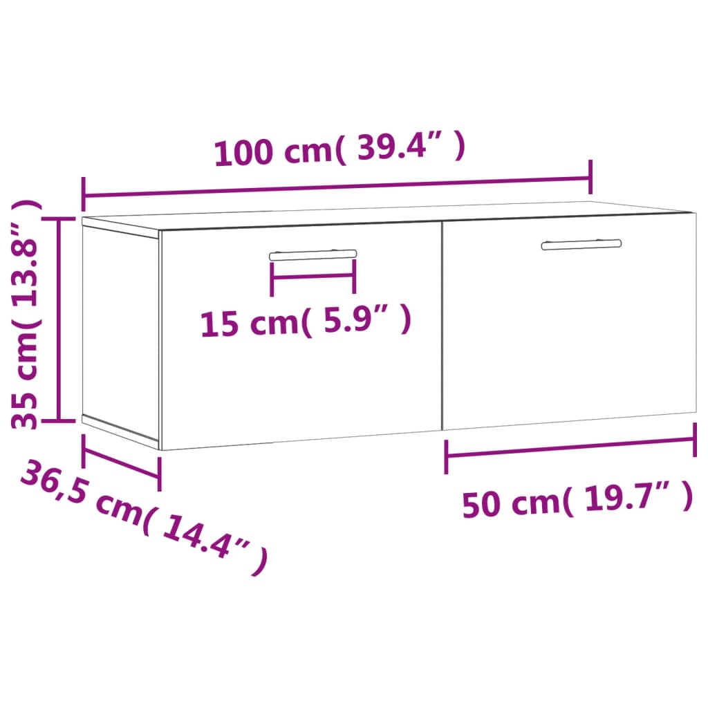 vidaXL Väggskåp svart 100x36,5x35 cm konstruerat trä