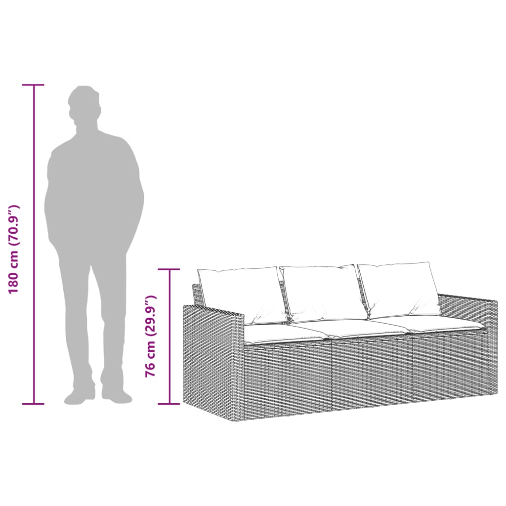 vidaXL Matgrupp för trädgården med dynor 2 delar svart konstrottning