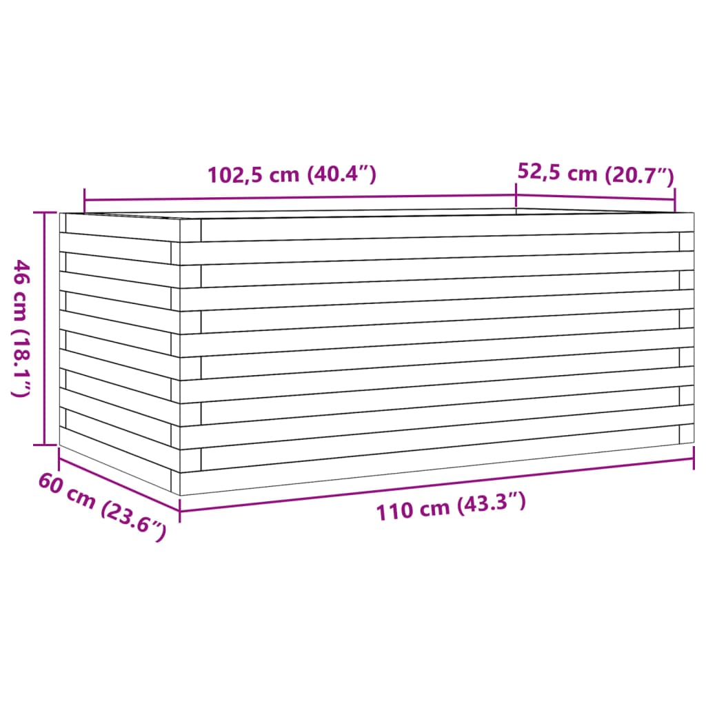 vidaXL Odlingslåda 110x60x46 cm massivt douglasträ